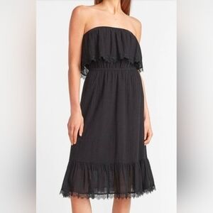 black off-the-shoulder dress Express flounce top lace trim on top and hem. Small